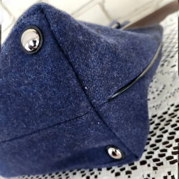 Nwot Coach Wool Blue & Black Satchel Handbag Purse - Picture 11 of 15